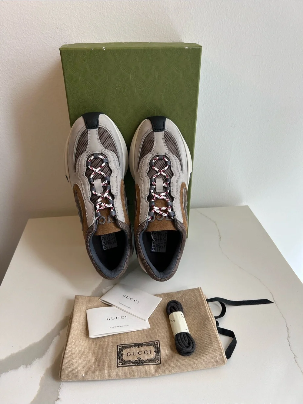 Gucci woman Run  Beige, Brown and Black Retro Runner Sneakers